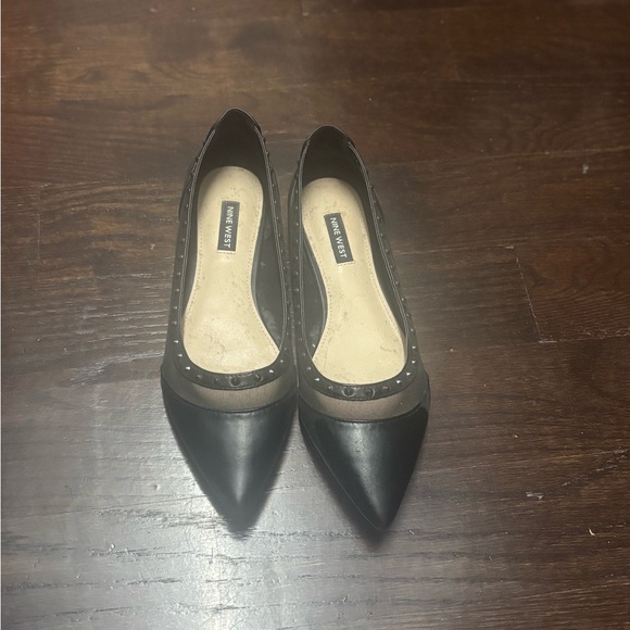 Nine West Black Studded Flats - Picture 1 of 6